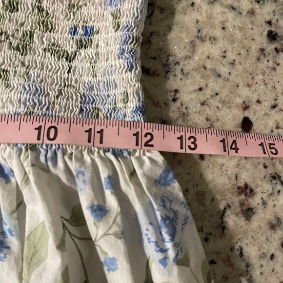 Hill House Home The Nap Dress Floral Smocked Midi Blue White Square Neck Small - Picture 12 of 14